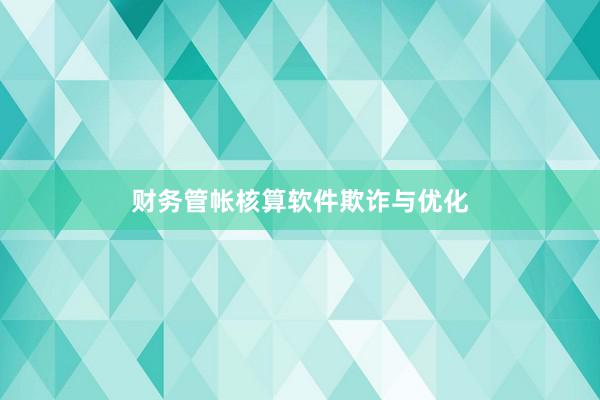 财务管帐核算软件欺诈与优化